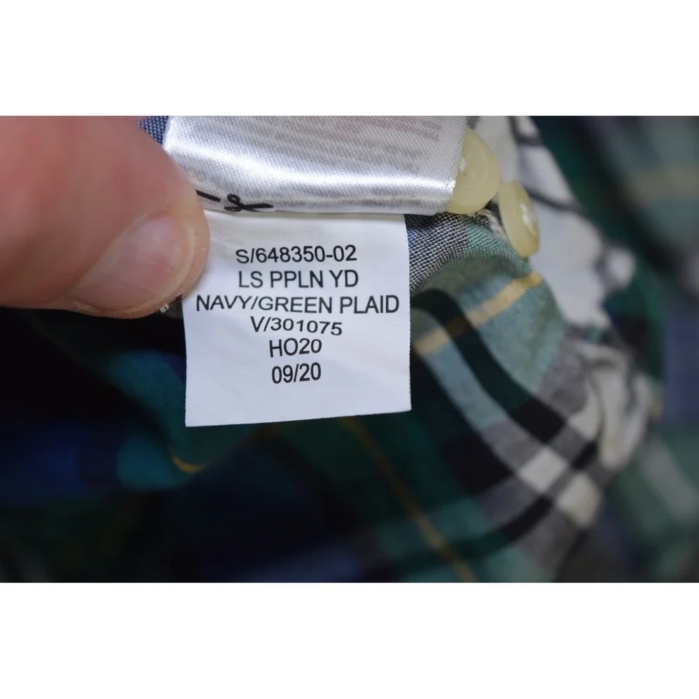 Gap Kids Blue Green White Check Plaid Long Sleeve Button Down Shirt BOYS 8 M